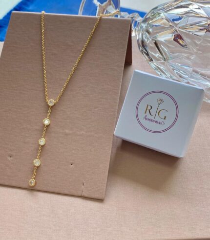 Colar Gravata com 5 zircônias